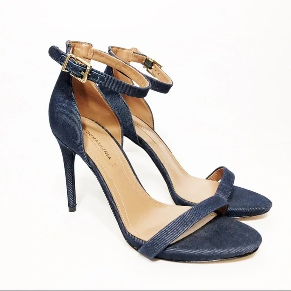 💕3/$50💕NWOT BcbgMaxAzria Denim Strap Heel Size 39 - Picture 14 of 14